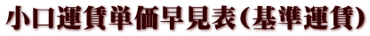 小口運賃単価早見表(基準運賃)